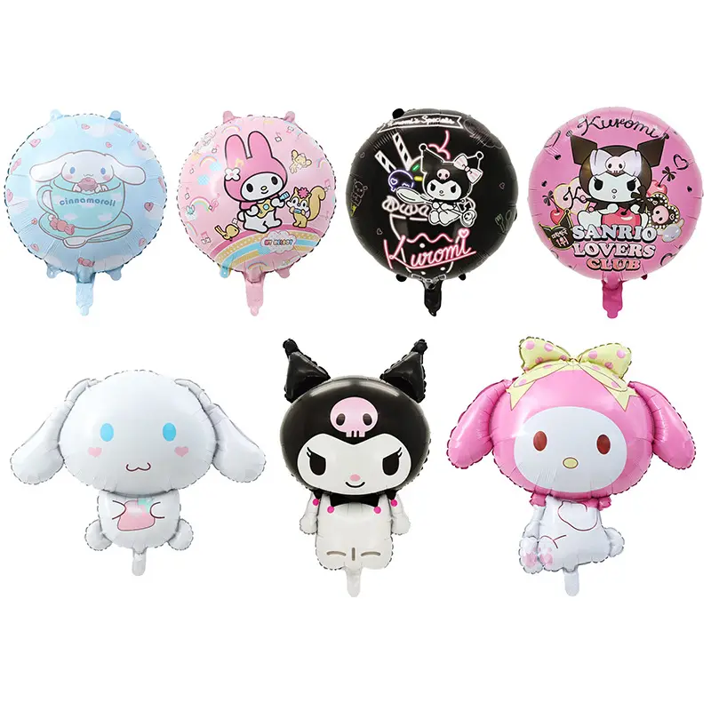 Commercio all'ingrosso bella forma di gattino pellicola di alluminio stagnola decorazioni palloncino cartone animato Kuromi bambini festa di compleanno Cinnamoroll regalo presente