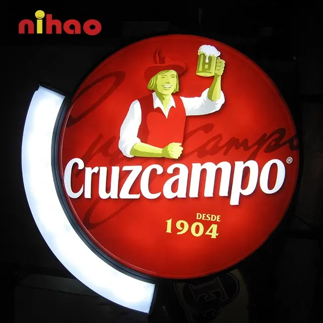 NIHAO Outdoor Indoor Custom Exterior Led Light Box Round Suppliers for Bar Restaurant Promotion