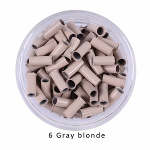 高品質フレア銅チューブロックヘアエクステンションマイクロリングリンクビーズ3.0*2.6*6.0mm - Product Image 3