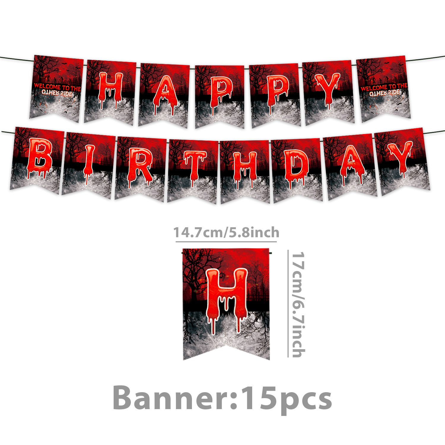 Bannière HAPPY BIRTHDAY rouge-1pc