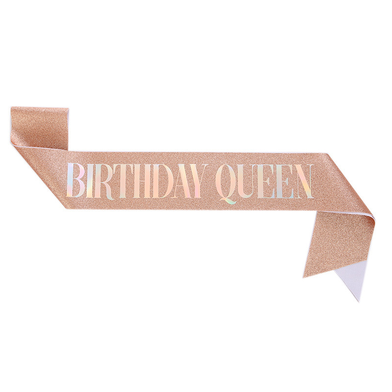 Rose gold glittering birthday queen