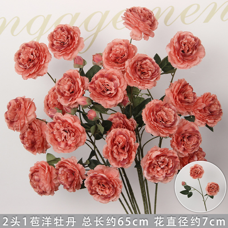 Marron, deux épingles à cheveux grandes et une petite à motif pivoine