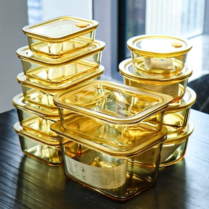Bộ hộp đựng thức ăn thủy tinh chịu nhiệt cao, dùng được trong lò vi sóng, chất liệu thủy tinh borosilicate, kín hơi, dùng cho nhà bếp, gia đình, học sinh. - Product Image 2