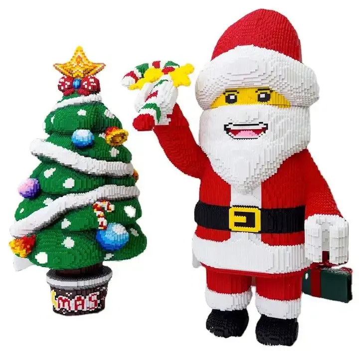 Nouveau design assemblé 100cm blocs de construction magiques connexion d'arbre de noël père noël mini briques figure jouets pour la décoration intérieure