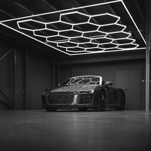 Vendita diretta in fabbrica esagonale esagonale griglia soffitto dettaglio luce LED a nido d'ape per commerciale auto show floor - Product Image 6