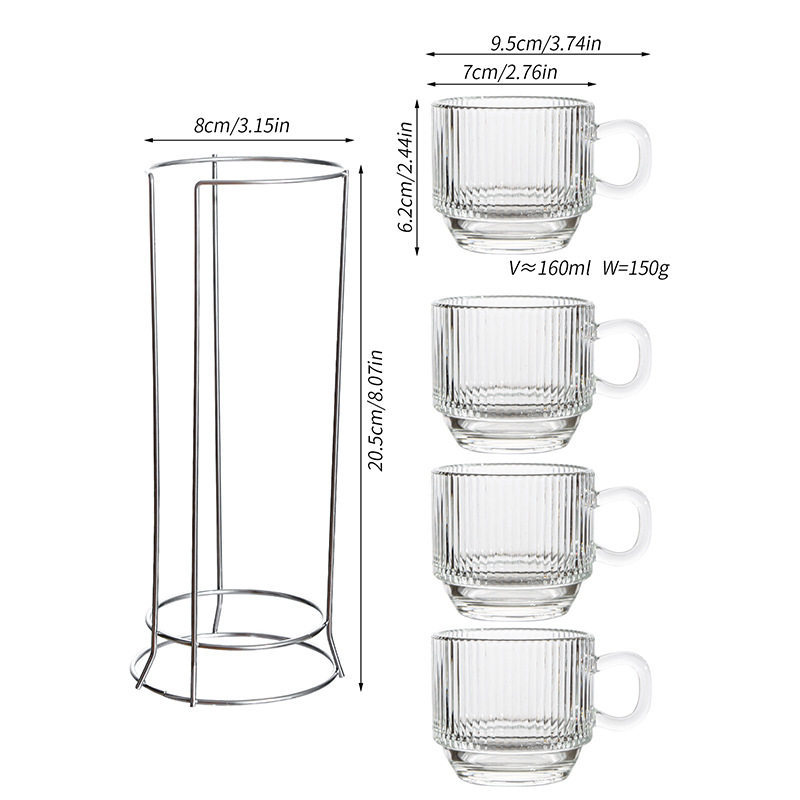 Striped Stacked Cups - 4 Cups