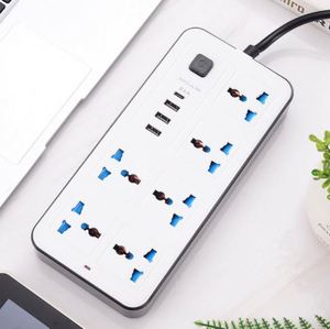 6 Tomadas Protetor Surge Soquete 3 Usb + Tipo-c Porto Soquete Tomada Com 2m Bold Cabo de Extensão