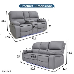 Geeksofa Đồ Nội Thất Da Điện Chuyển Động Điện Ngồi Có Thể Ngả <span class=keywords><strong>Sofa</strong></span> Bộ 3 2 1 Với Giao Diện Điều Khiển Và Gấp Xuống Bảng Cho Phòng Khách - Product Image 6