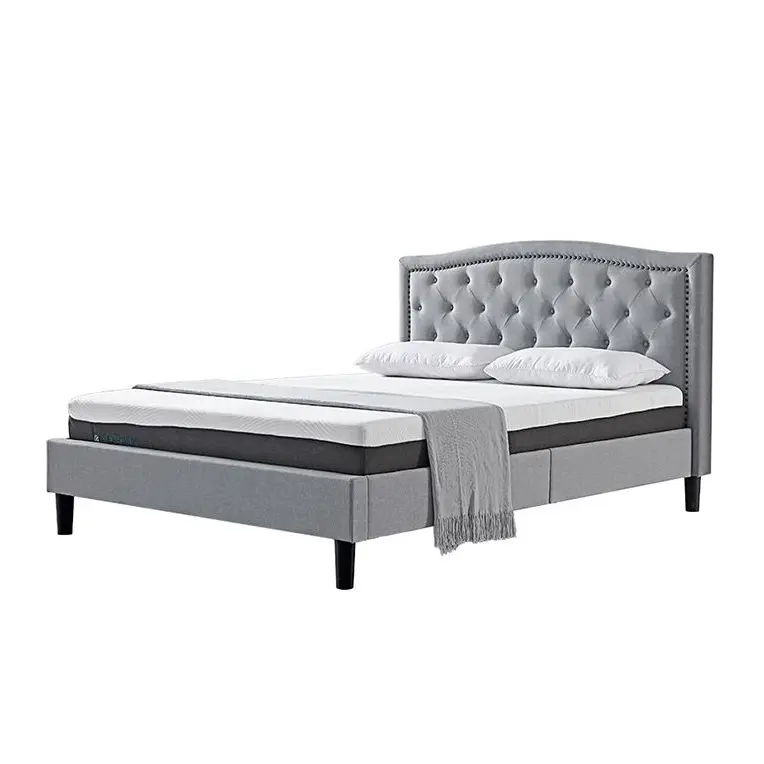 Home Furniture Bedroom Furniture Polyester Fabric Modern Style Bed Frame Direct Sales Custom Double Bed