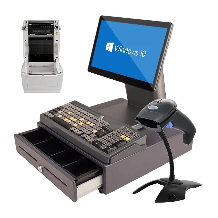 หน้าจอสัมผัสเดสก์ท็อปจุดขายเทอร์มินัลร้านอาหาร All In One Pos ระบบลงทะเบียนเงินสดโรงงานโดยตรง Pos