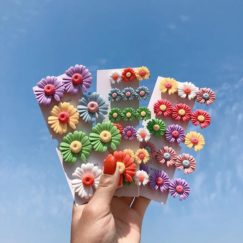 All'ingrosso Fashion INC Girls Women Cute Colorful Daisy Hair Clips Flower