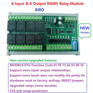 DC 12V 24V Multifunction RS485 IO Board 8 Optically Isolated NPN Input &amp; 8 Relay <strong>Output</strong> <strong>Modbus</strong> RTU <strong>Module</strong> - Product Image 3