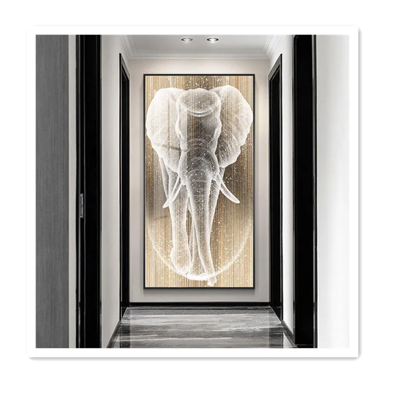 ArtUnion Modern animal painting superficie lucida a specchio elefante style home entry decoration crystal porcelain wall art prints