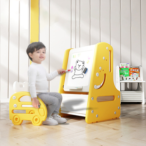 Koştu 2-6Y bebek bulmaca çizim kurulu yazı tahtası bebek ev kullanımı için sandalye ile çok fonksiyonlu kitaplık standı eğitici oyuncaklar - Product Image 2
