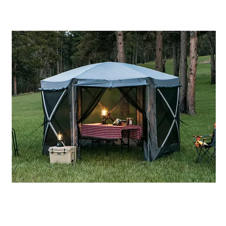 6 yan paneller ve cibinlik ile su geçirmez bahçe eğlence çadırı Marquee Popup katlanır altıgen Gazebo