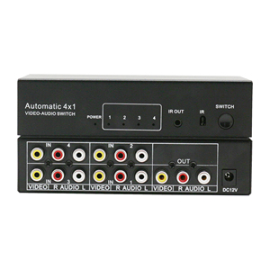 AV <strong>Video</strong> and Audio Automatic Switcher <strong>4</strong> in <strong>1</strong> Out Remote Control Selection Chip <strong>Switch</strong> 4port - Product Image 3