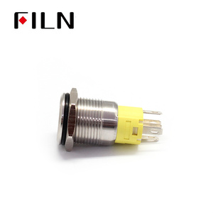 FILN 16mm 220v 1 no1nc interruttore a pulsante testa piatta per autoveicoli con simbolo personalizzato funzione di chiusura momentanea - Product Image 2