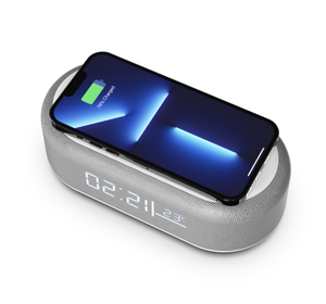 Altavoz de reloj con luz LED nocturna, caja de sonido de música portátil, inalámbrico, TF, FM, tela, BT - Product Image 3
