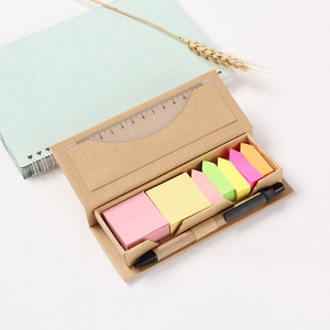 Regalos promocionales personalizados Eco Sticky Notes Box Set cubo blocs de notas Bloc de notas con etiqueta de índice y bolígrafo - Product Image 2