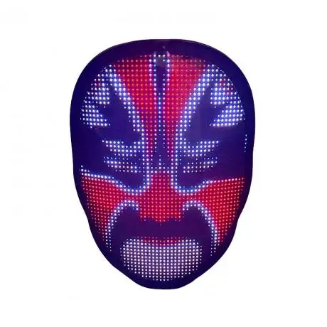 Máscara de cambio de animación a todo color con gesto de diente azul LED de Control de aplicación para fiesta de Navidad de Halloween