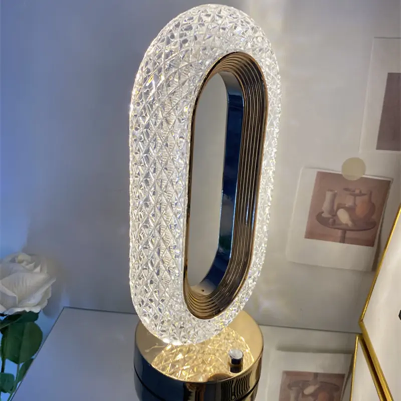 Romantische Tiffany-Geïnspireerde Usb Touch Led Tafellamp Roze Licht 3-kleuren Nachtlampje Oplaadbare 5V Glazen Slaapkamerdecoratie