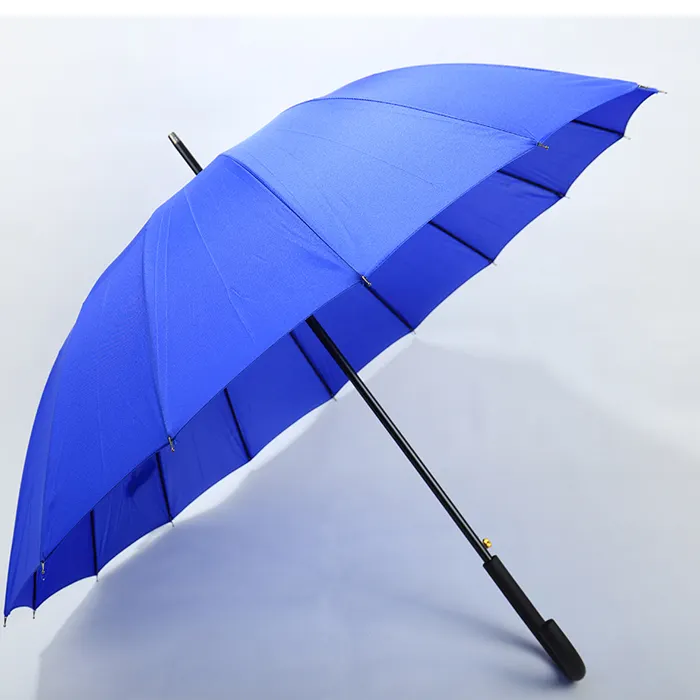 Ombrello dritto antivento auto open curve J handle 16k ribs ombrello nero per uso pubblicitario ombrello con stampa personalizzata con logo