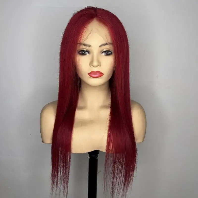 סיטונאי מחיר שיער טבעי תחרה מול פאות 99J אדום צבע טבעי שיער 13*4 13*6 hd תחרה פרונטאלית פאה עבור נשים שקוף תחרה