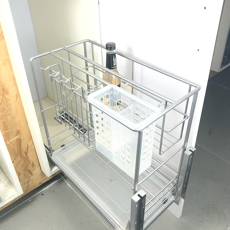 200 300 350 400 450 mm Kitchen Storage Chromed Stainless Steel Pull Out Rack Wire Seasoning Baskets