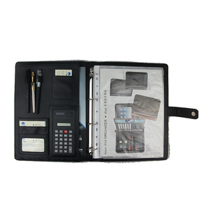Benutzer definierter Geschäfts vertrags rechner Portfolio Multifunktion ales Notizbuch geprägt A4 Leder abdeckung Datei Ordner Tasche Dokument Logo - Product Image 1