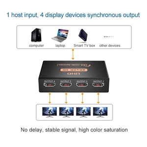 Full HD 4Kx2K 1X4 One <strong>Input</strong> 4 <strong>Output</strong> <strong>1</strong> In 4 Out <strong>Splitter</strong> With Power For HDTV Xbos