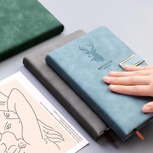 2023 Embossed Logo Office School A5 Leather HardCover <strong>Notebook</strong> <strong>With</strong> <strong>Round</strong> <strong>Corner</strong> Customizable Bulk Leather Bound Cover Custom - Product Image 2