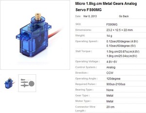 Микро 9 г металлический сервопривод FS90MG MG90S RC вертолет микро-бит микрочип прототипирование Raspberry Pi робототехнические датчики беспроводные - Product Image 5