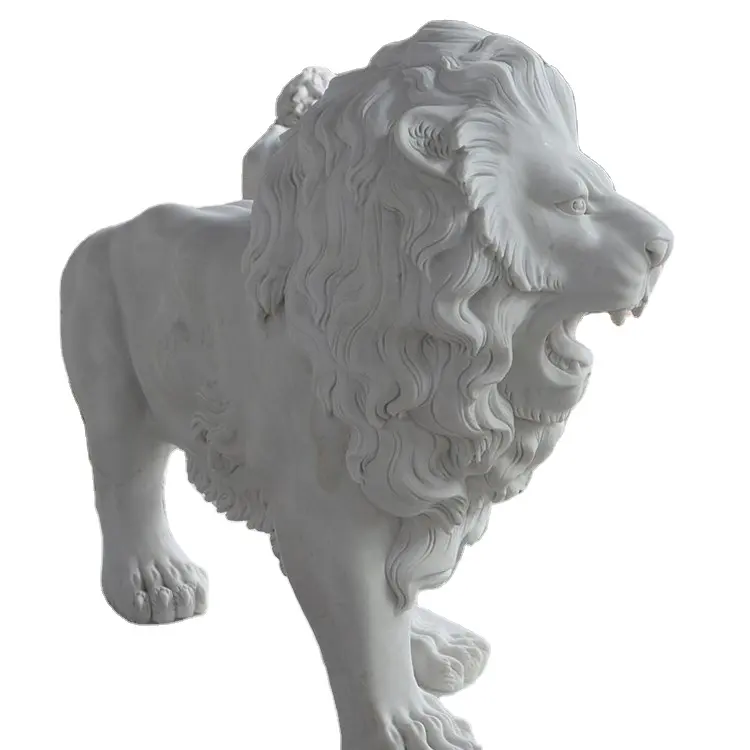 Thiết kế mới Tay Chạm Khắc sư tử điêu khắc bằng đá cẩm thạch trắng sư tử tượng cho trang trí sân vườn
