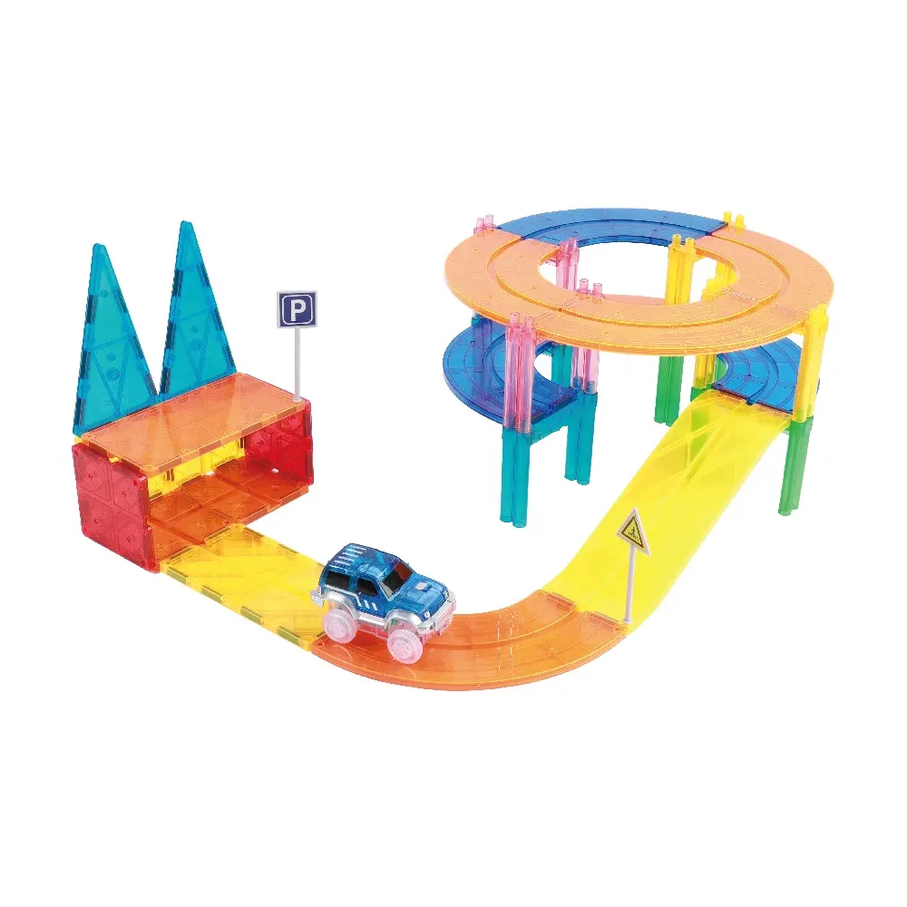 2022 divertente Smart Magnetic Tile Race Track Toy Set Train Track For Kids giocattoli magnetici Building Blocks