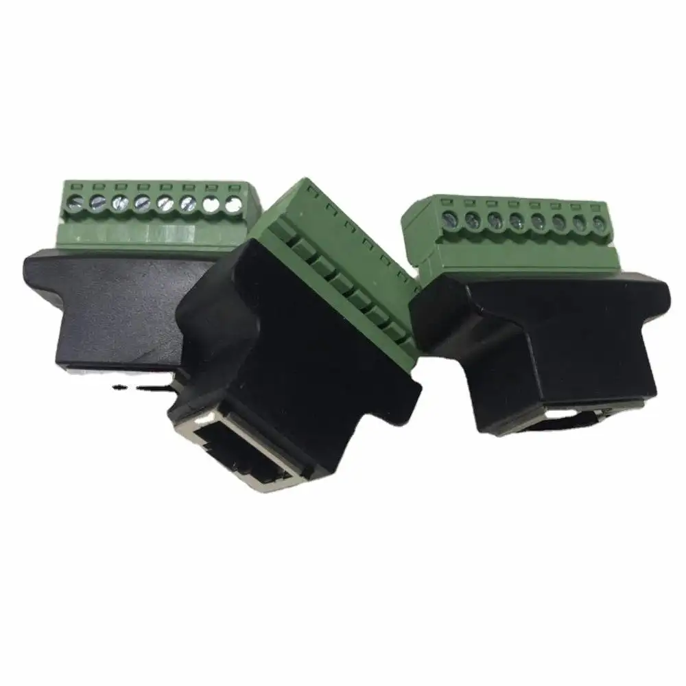 Adaptador de terminal de tornillo RJ45 hembra a conector de 8 pines divisor RJ45 adaptador negro STAR OEM automotriz Oculink hembra