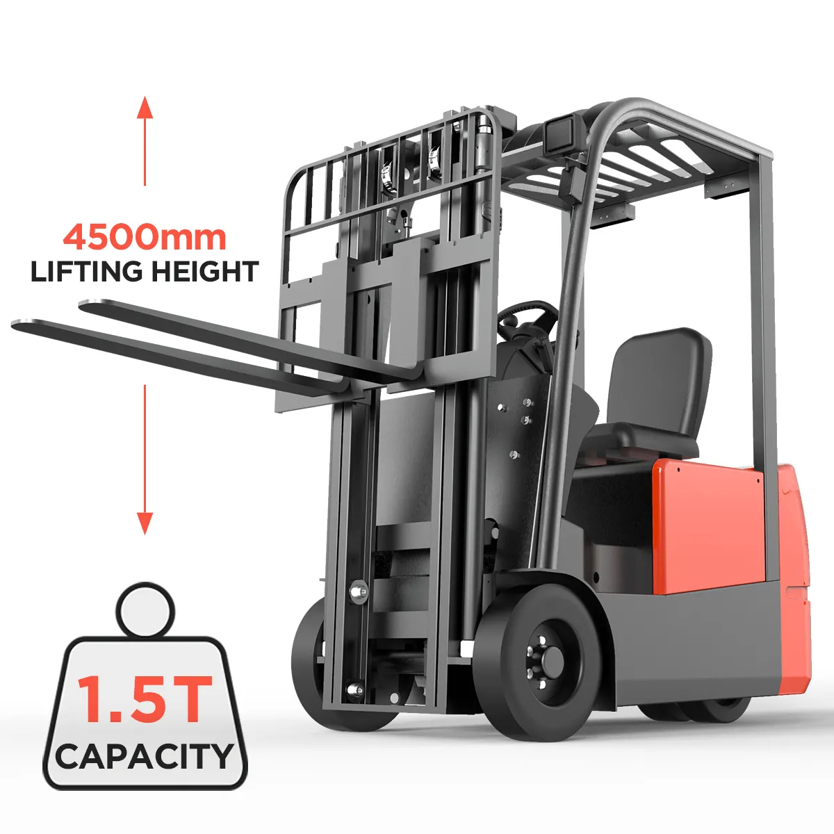 1000kgs-1500kgs 3輪3点電動フォークリフト3トン油圧電動フォークリフトハンドパレットトラック