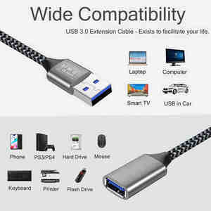 INNOPRO Premium USB 3.0 uzatma kablosu 2m 3 metre hız erkek kadın genişletici örgü koruyucu cep telefonları yazıcılar için - Product Image 5