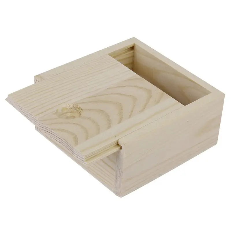 Nature color wooden box Rectangular Small Jewelry Storage Wooden Box Watch Storage Case with lid