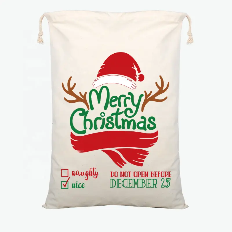 Sac Père Noël Sacs de Noël Bas Cadeau Sac Cadeau Sac de rangement avec cordons