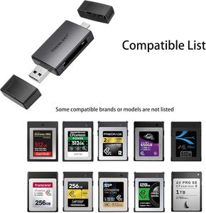 CFexpress b型读卡器，USB 3.2 10gbps至900mb/s速度2合1 USB C & USB A端口，用于CFE b型相机卡适配器 - Product Image 6