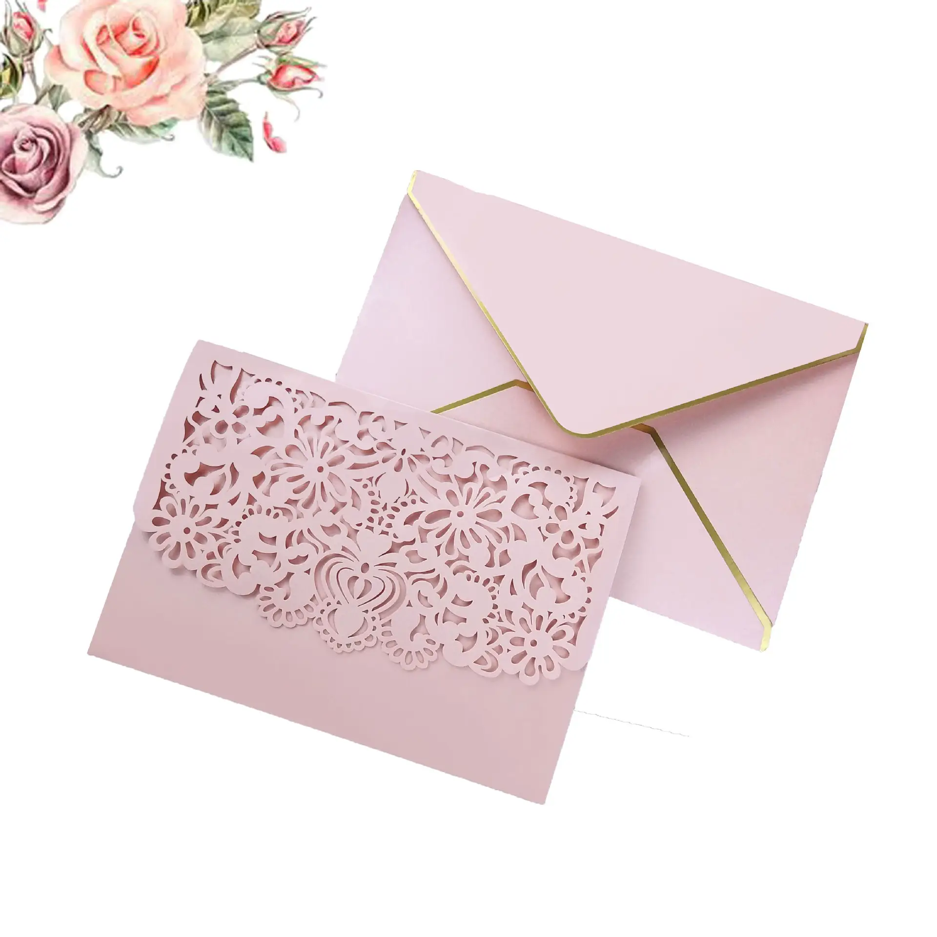 Cartes de vœux découpées au Laser pour faveurs de fête de mariage carte d'invitation élégante cartes d'invitation de poche personnalisées