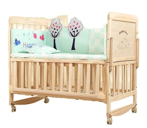 Wooden Baby Crib for Infants with Multiple Functions Newborn Child's Assembled Large Bed with Rocking and <strong>Cradle</strong> Features