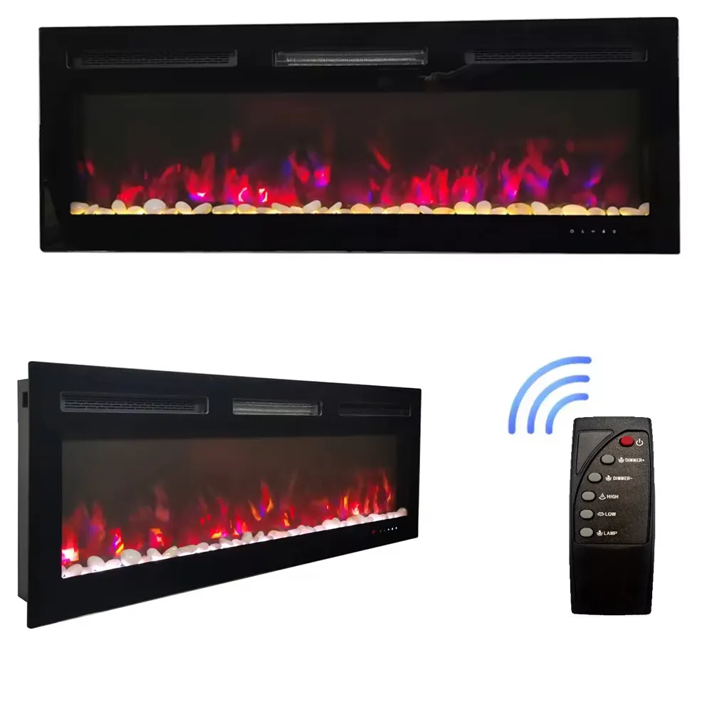 Decorativo a sette fiamme di colore camino elettrico costruito in 700mm nero di intelligenza riscaldamento caminetti elettrici per interni