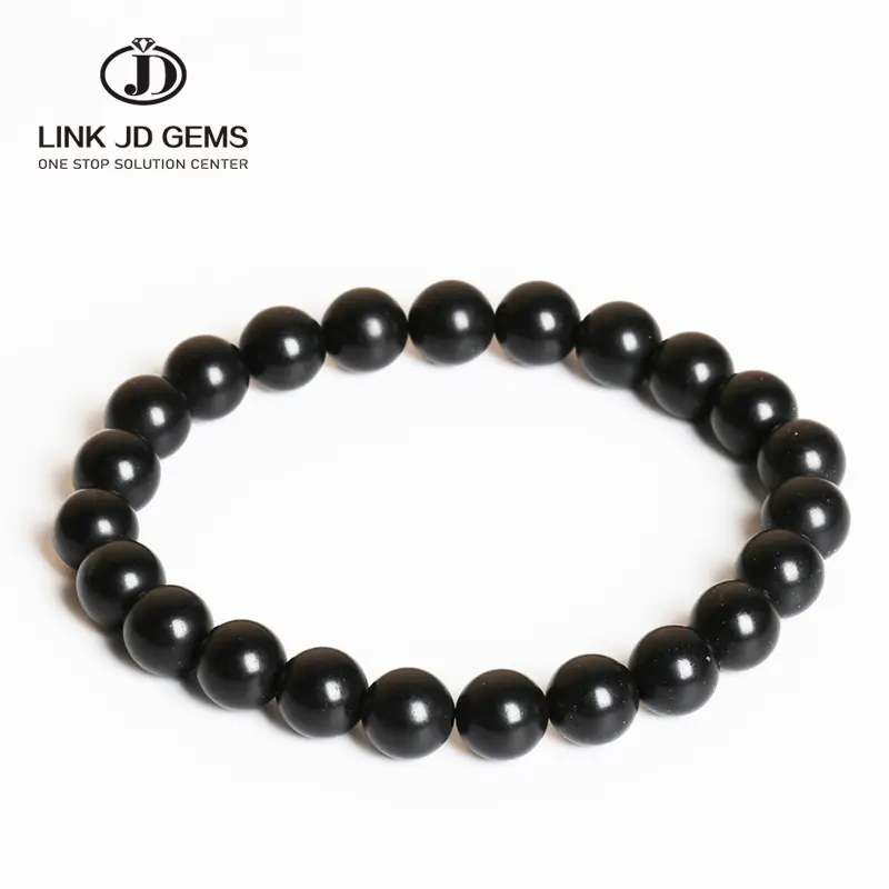 JD Natural Shungite Stone Magnetic Graphite Beaded bracciale Bohe Round Black Beads Health Care Minerals Bangles Summer Jewelry