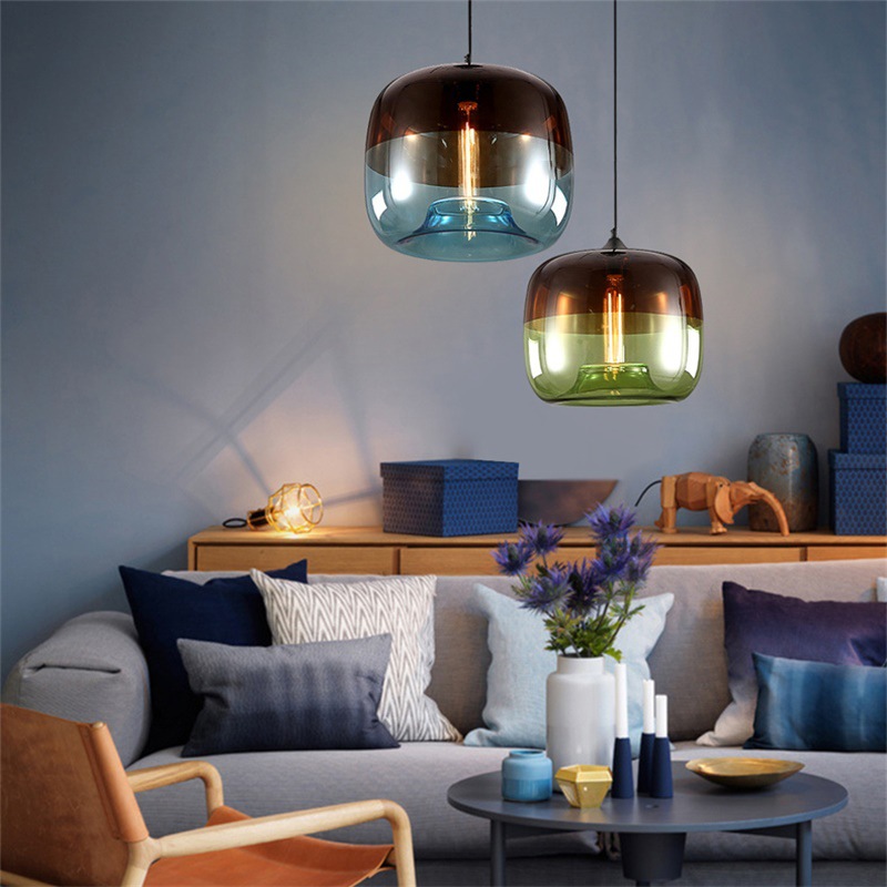 Retro stained glass restaurant cafe bar chandelier creative personality living room bedroom lamp