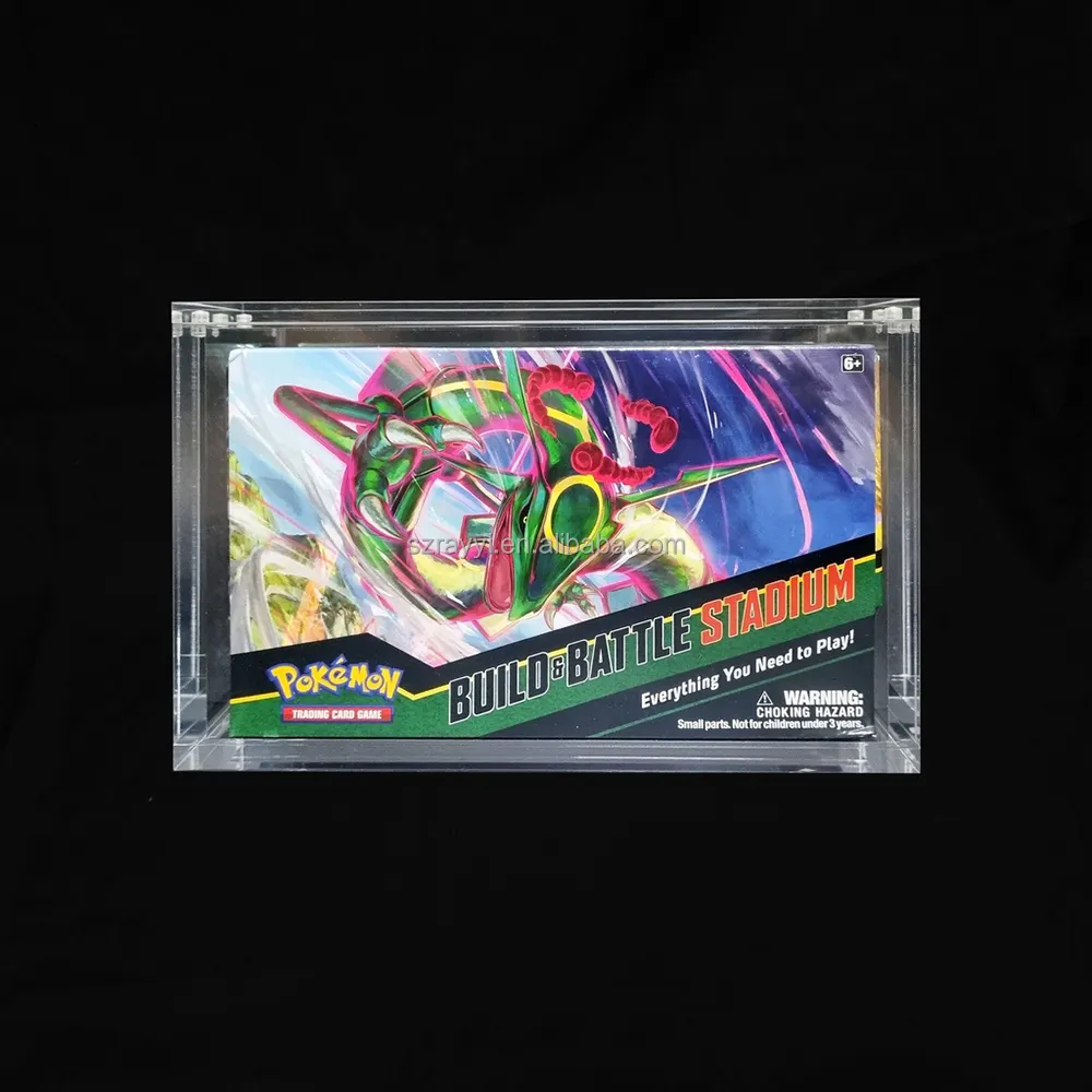 RAY YI Boîte acrylique transparente résistante aux UV Pokemon TCG Build & Battle Stadium Vitrine acrylique