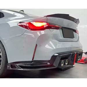 Kuru karbon Fiber AE tarzı arka difüzör BMW M3 M4 G80 G82 2021 + arka tampon difüzör dudak işık araba Bodykit ile - Product Image 4