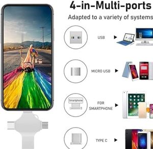 Unidad Flash de alta velocidad USB 128 de 3,0 GB, memoria portátil para teléfono móvil, ordenador portátil, PC, almacenamiento de datos Android 4 en 1 OTG - Product Image 4