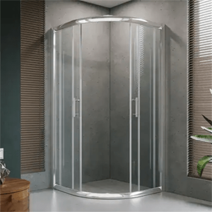 Oumeiga Modern Quadrant Shower Cubicle 6mm Thick <strong>Curved</strong> Tempered Glass <strong>Screen</strong> With 2 <strong>Fixed</strong> &amp; 2 Sliding Doors With <strong>Frame</strong> Bathroom