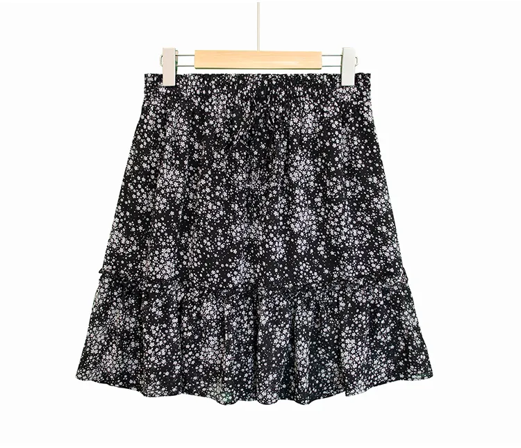 Saia feminina chiffon com estampa floral, saia grande casual elegante retrô